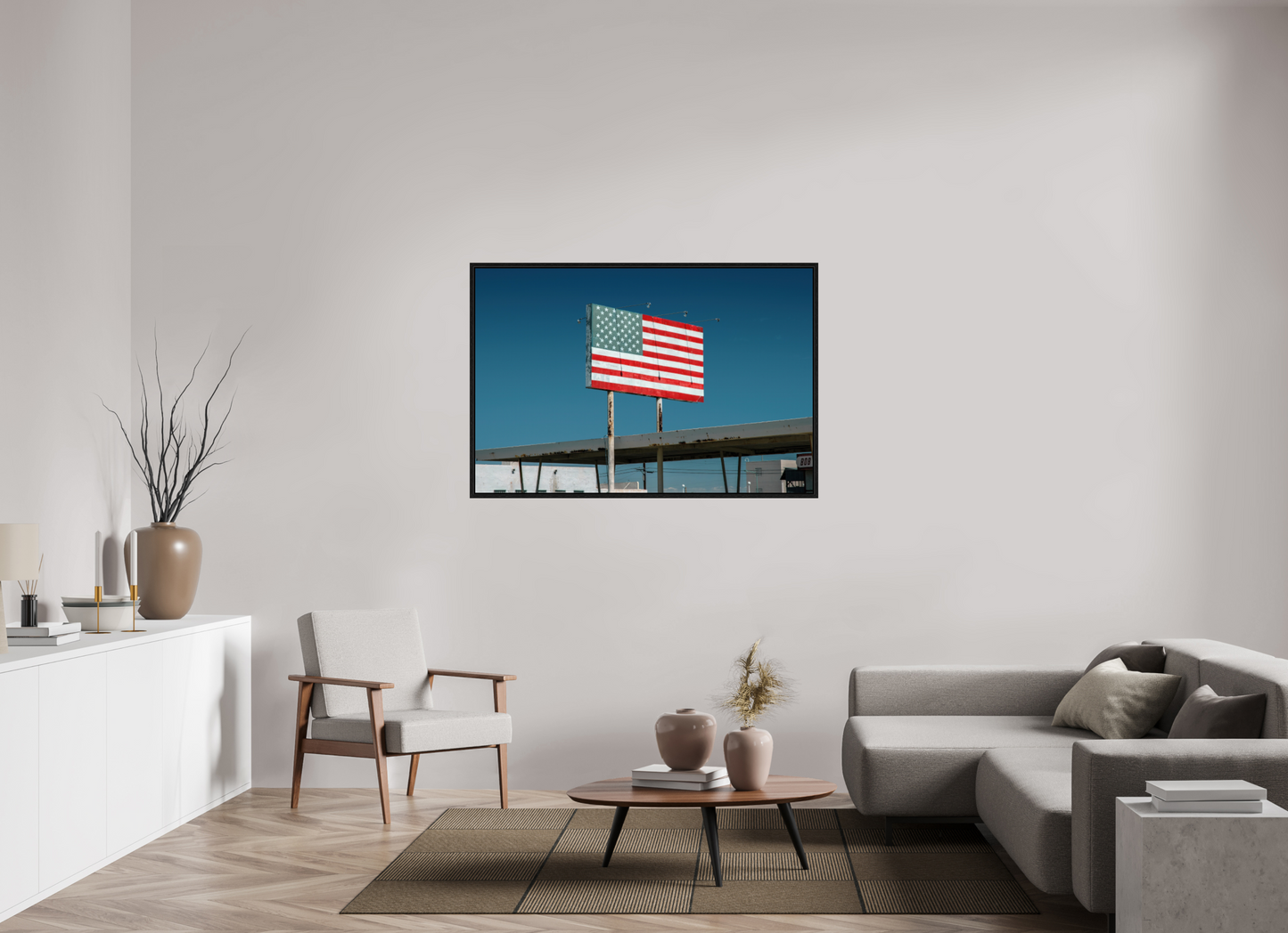 54 x 36″, Floater Frame USA Flag Sign
