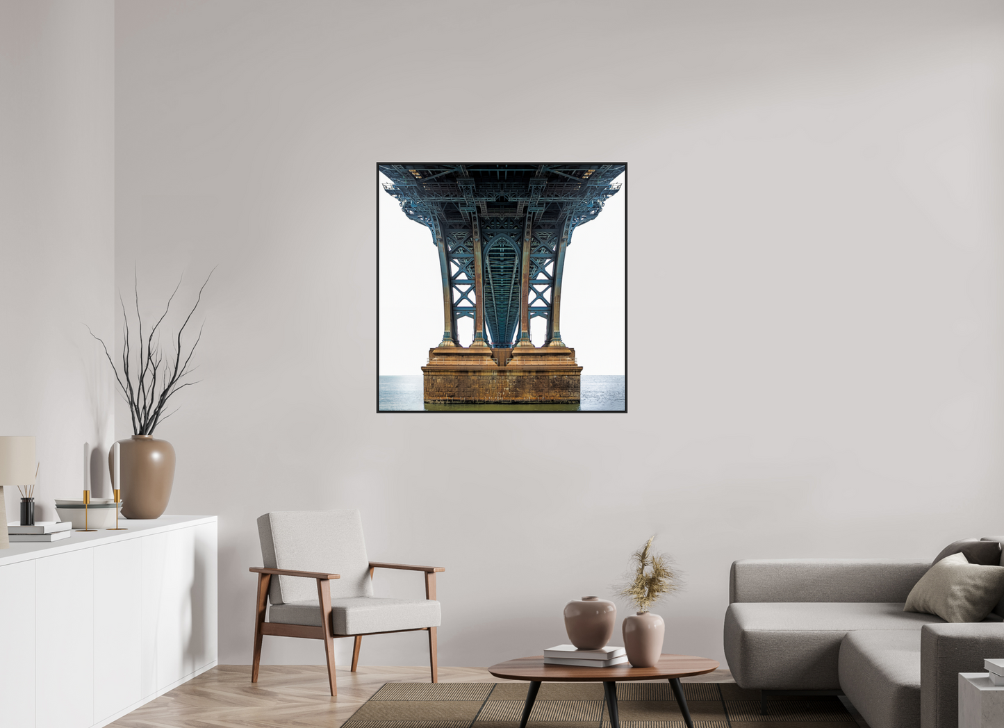 40 x 40″, Black Matte Frame, No Border Manhattan Bridge