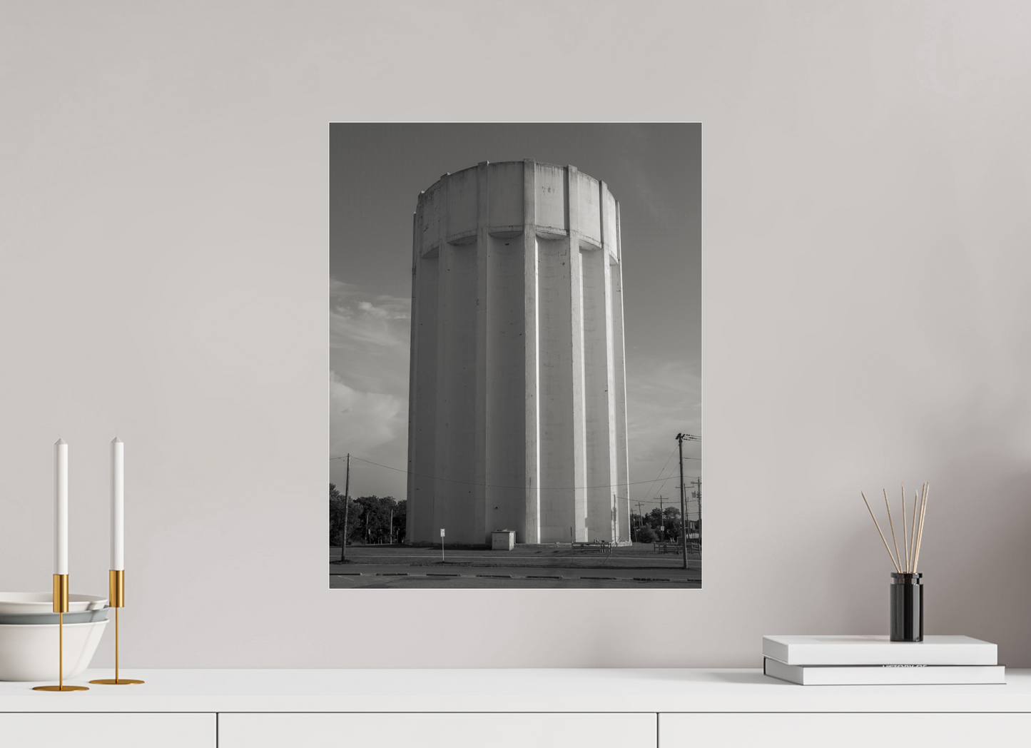 16 x 20″, Frameless Acrylic Glass Ribbed Water Tower Kansas