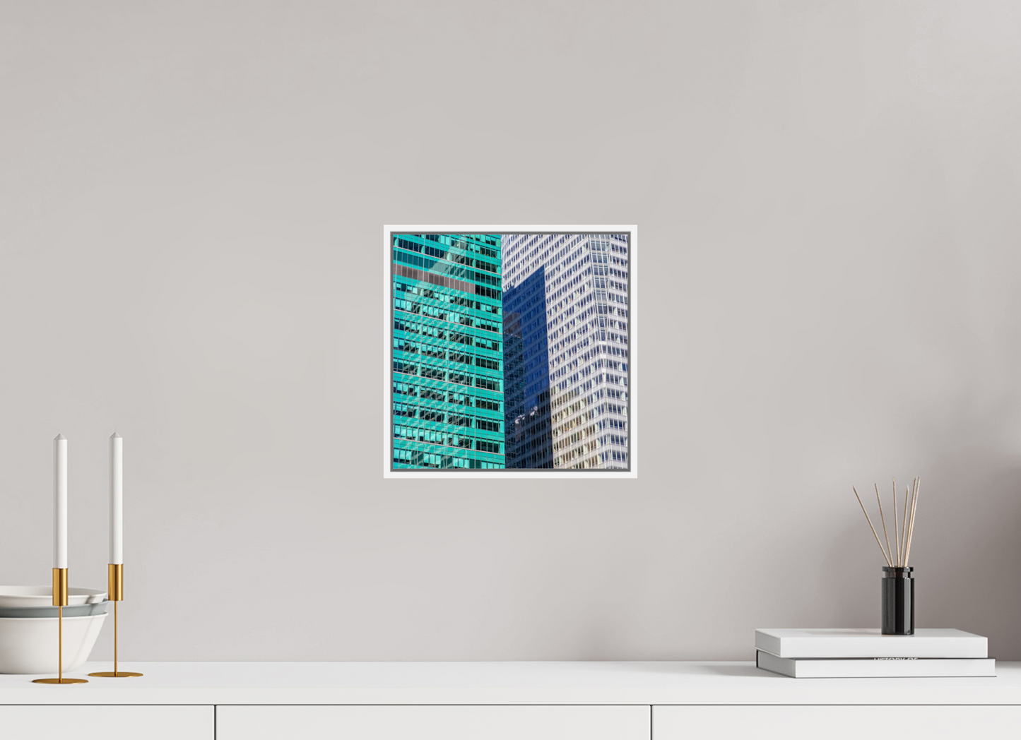 Green and White Office Buildings