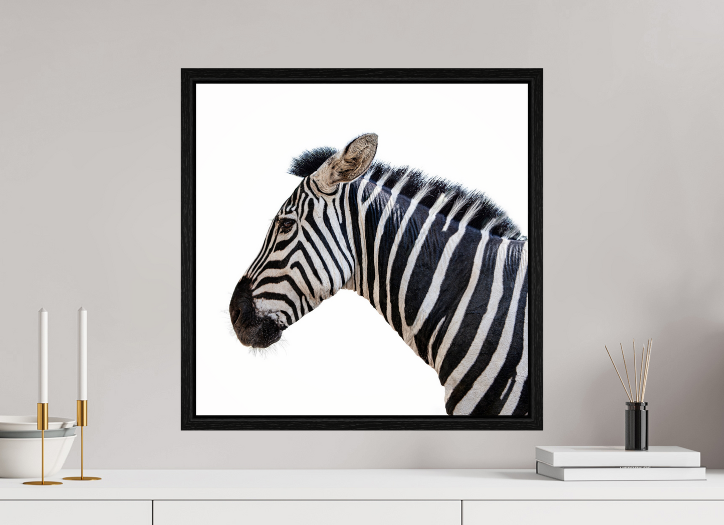 20 x 20″, Floater Frame Zebra