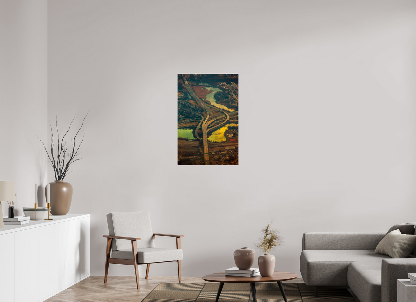 24 x 36″, Frameless Acrylic Glass Aerial View of Highway
