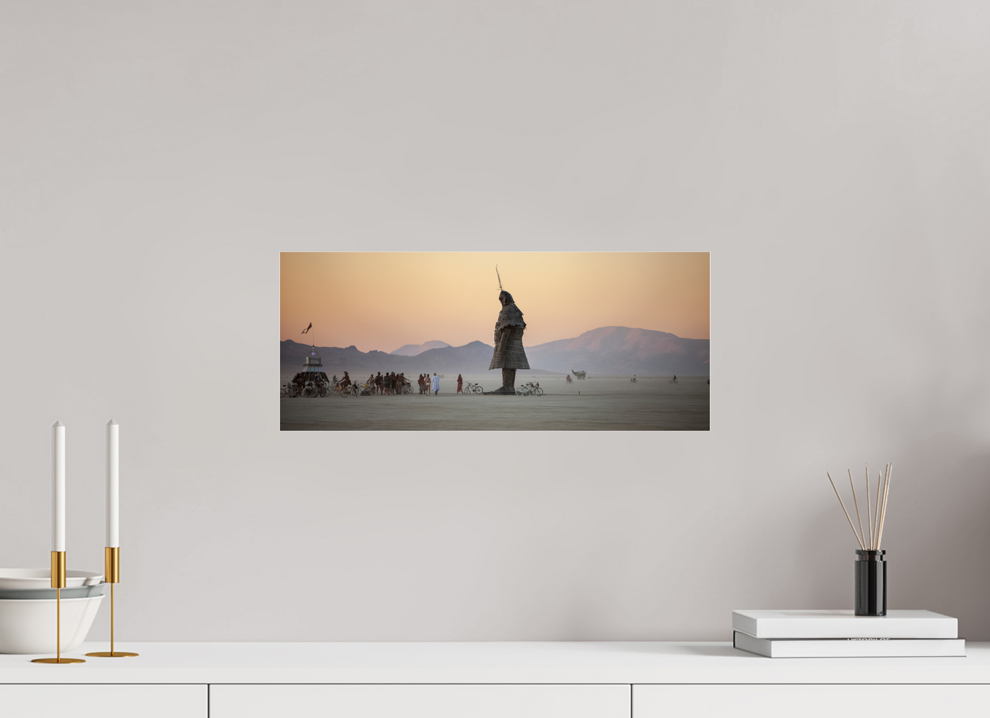 19.2 x 8″, Frameless Acrylic Glass Burning Man - The Samurai with Admirer