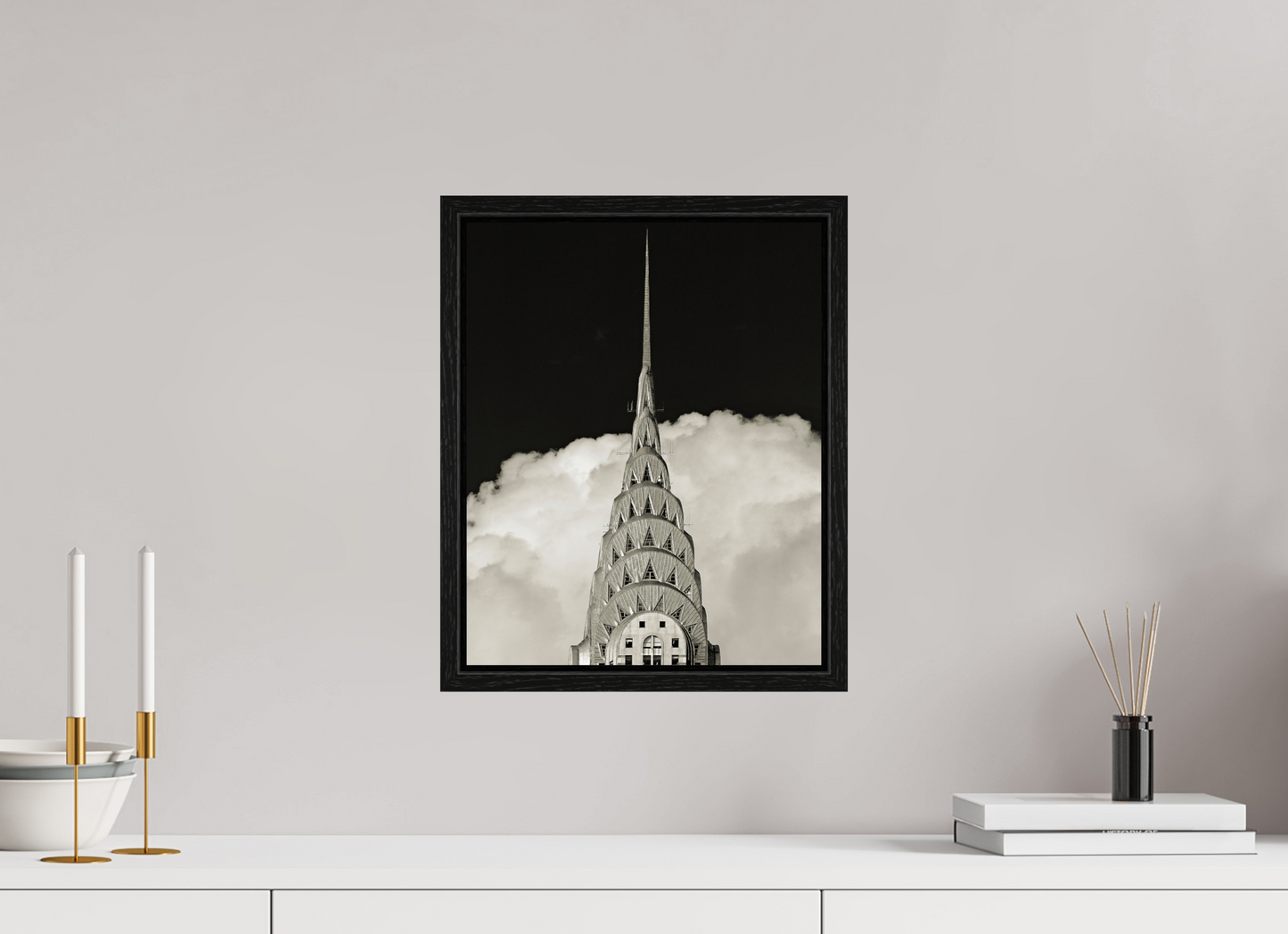 12 x 15″, Floater Frame Chrysler Building Against Clouds