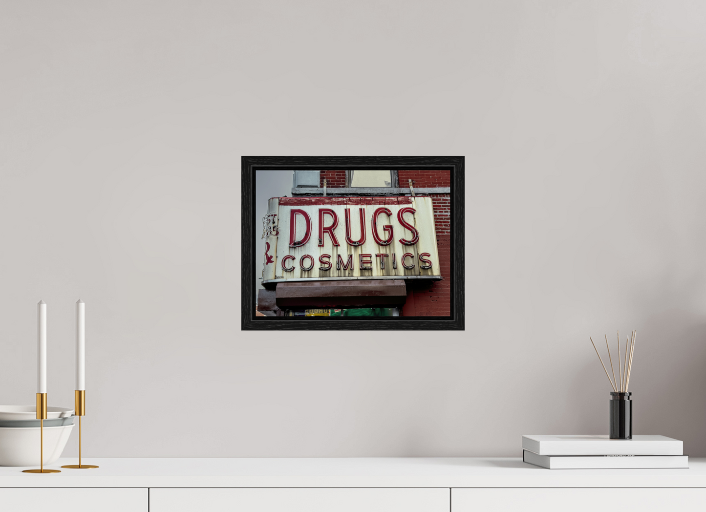 12 x 9″, Floater Frame Drug Cosmetics Sign