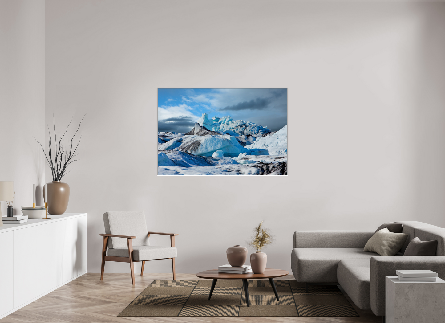 60 x 40″, White Matte Frame, No Border Iceland Icebergs