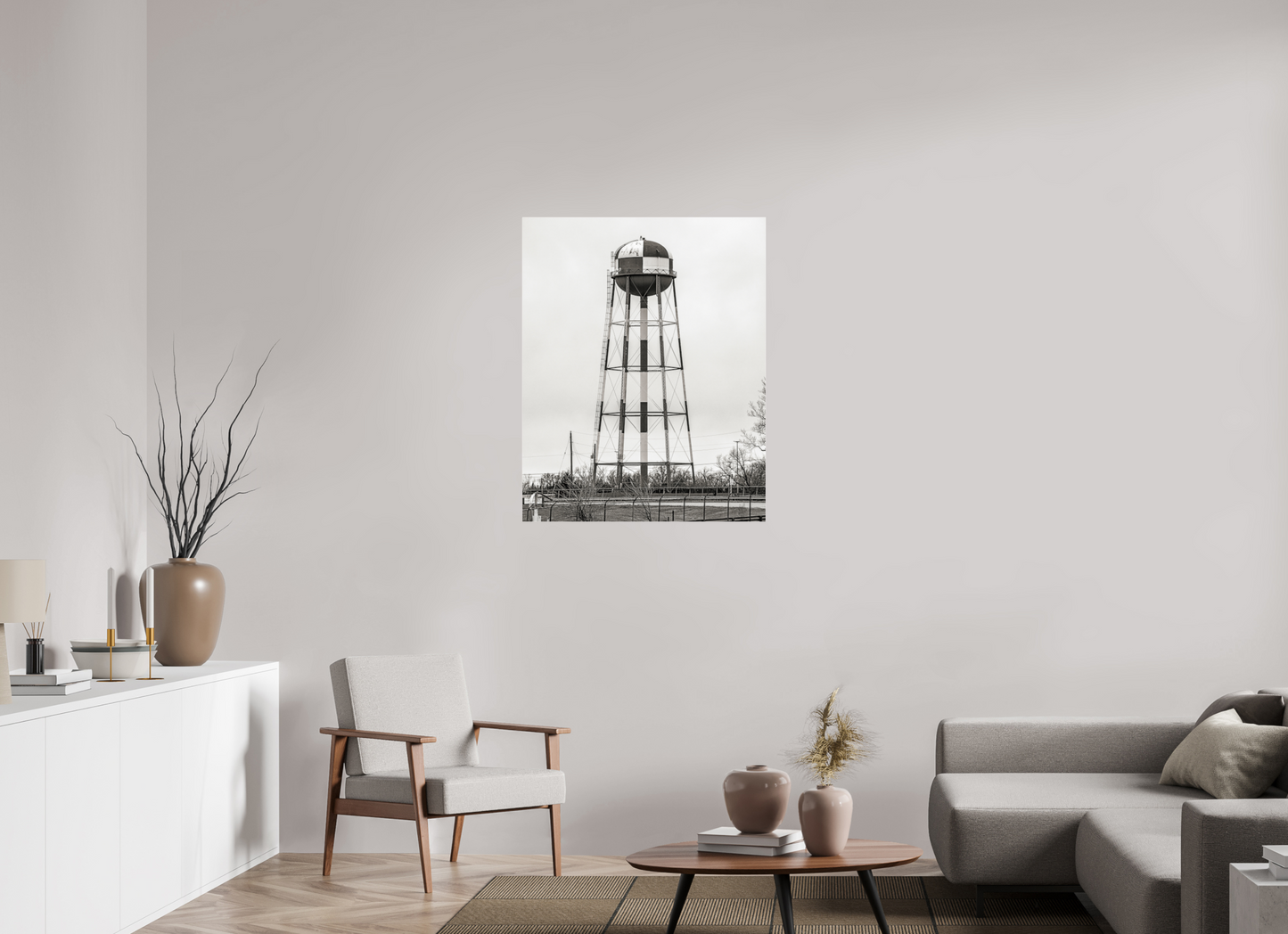 31 x 38.7″, Frameless Acrylic Glass Checkered Water Tower