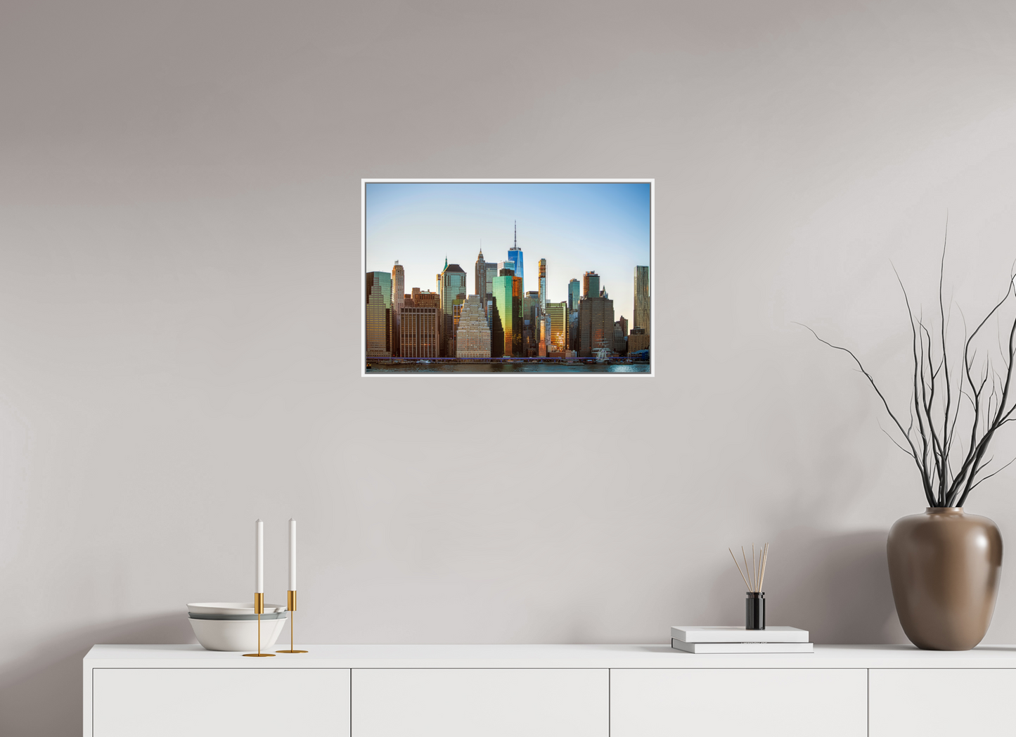 24 x 16″, White Matte Frame, No Border Lower Manhattan
