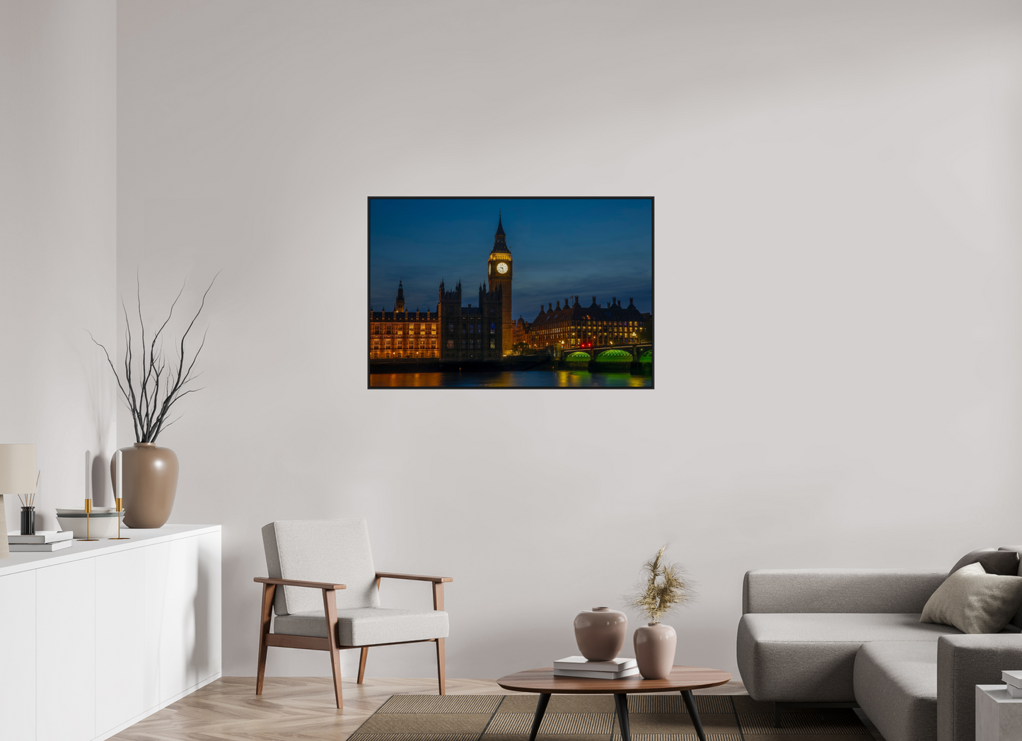 45 x 30″, Black Matte Frame, No Border Big Ben