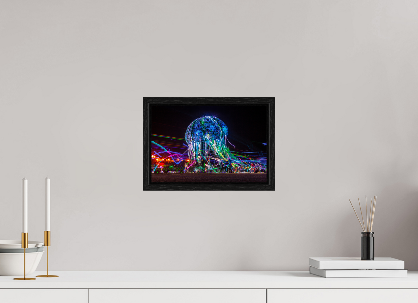 12 x 8″, Floater Frame Burning Man - Glass Jellyfish