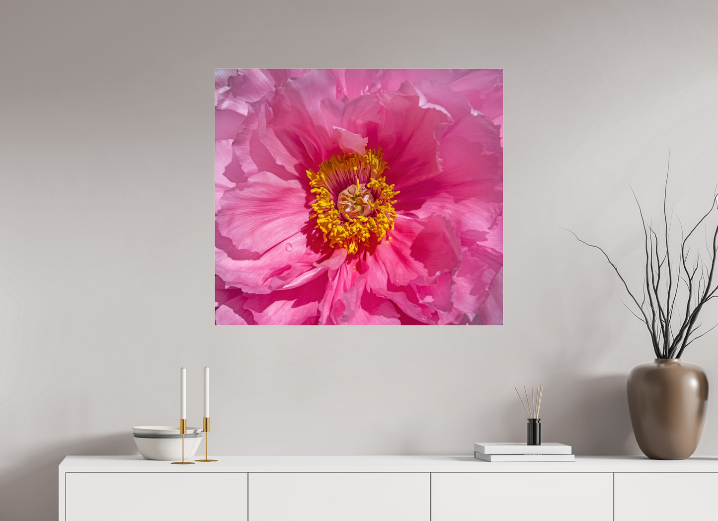 34.8 x 31″, Frameless Acrylic Glass Pink Flower