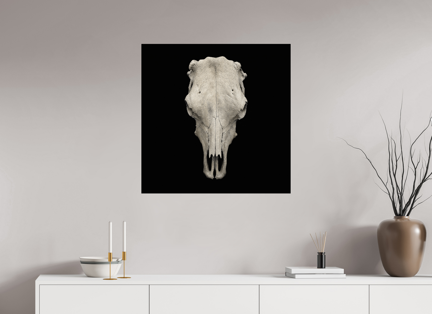 30 x 30″, Frameless Acrylic Glass Cow Skull