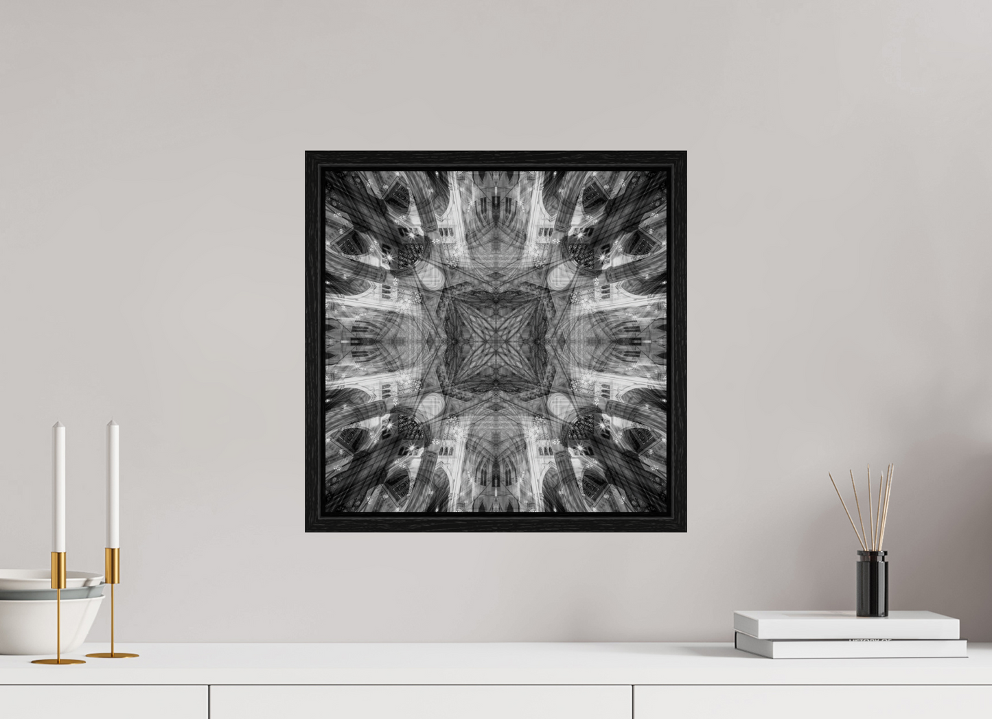 15 x 15″, Floater Frame Architectual Abstraction