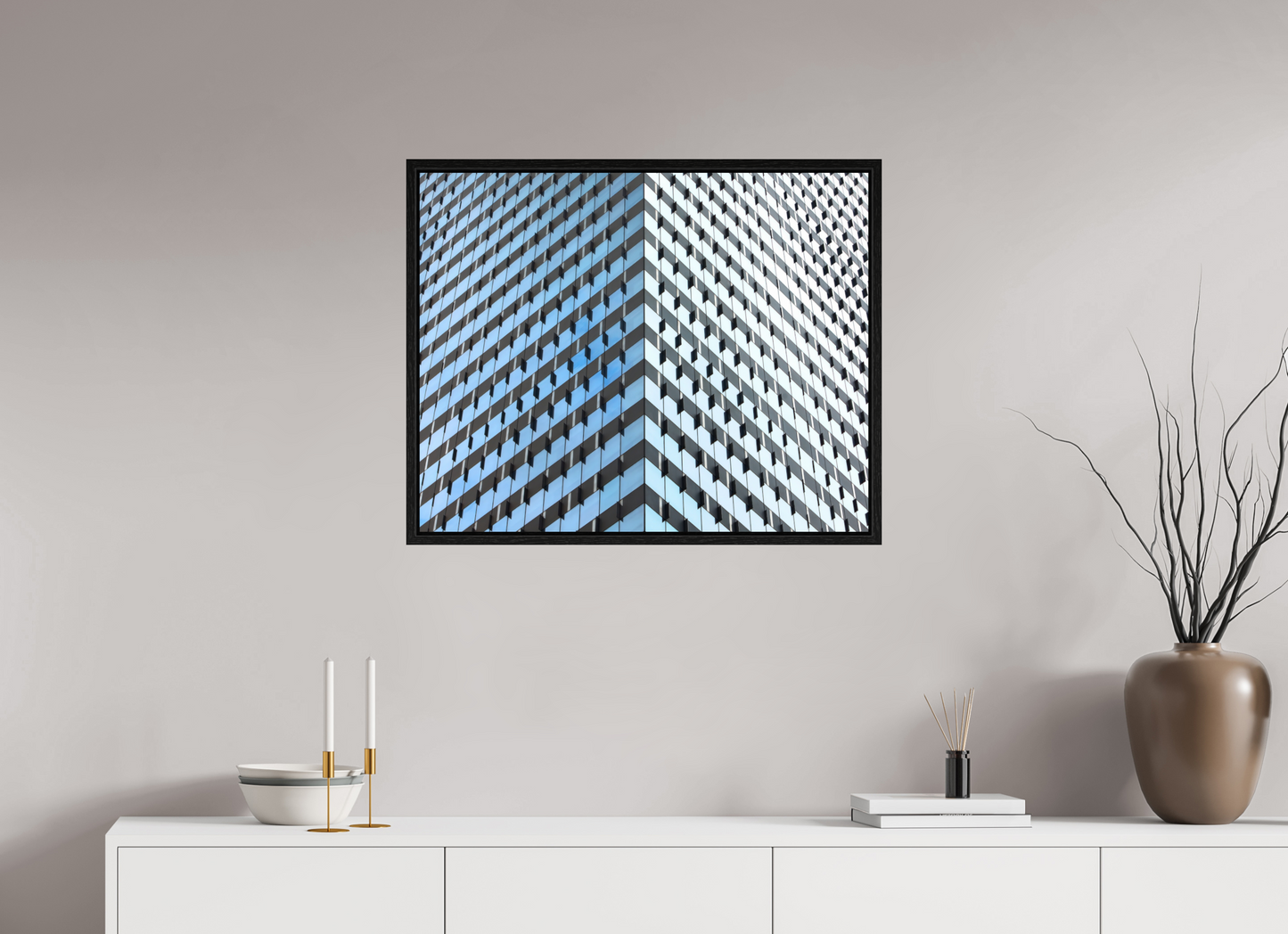 30 x 24″, Floater Frame Glass Facade