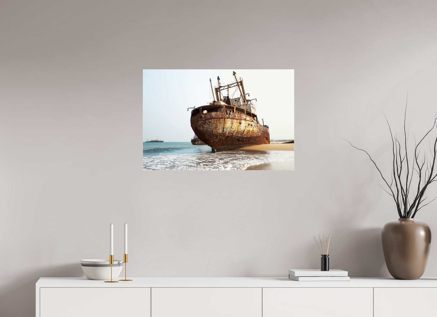 30 x 20″, Frameless Acrylic Glass Grounded Ships Angola