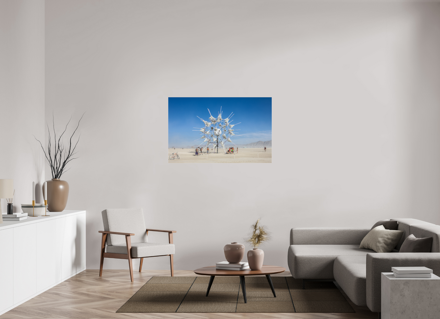 48.7 x 31″, Frameless Acrylic Glass Burning Man - Gathering at Radia Lumia