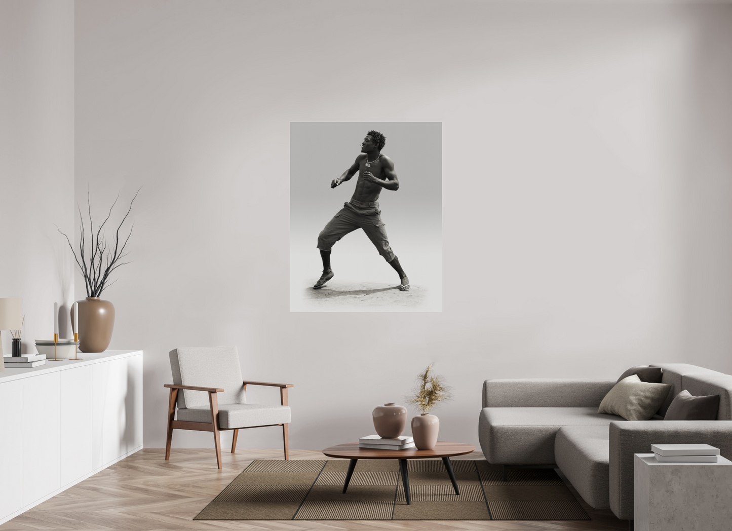 43 x 53.7″, Frameless Acrylic Glass Angolan Man Dancing