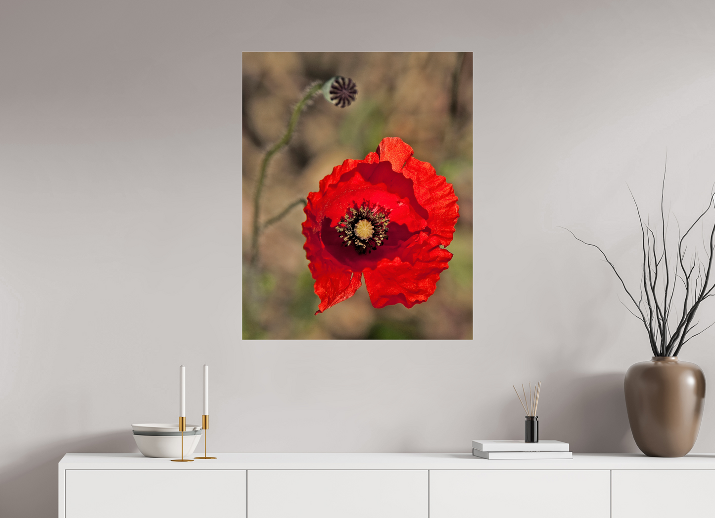 28 x 35″, Frameless Acrylic Glass Poppy