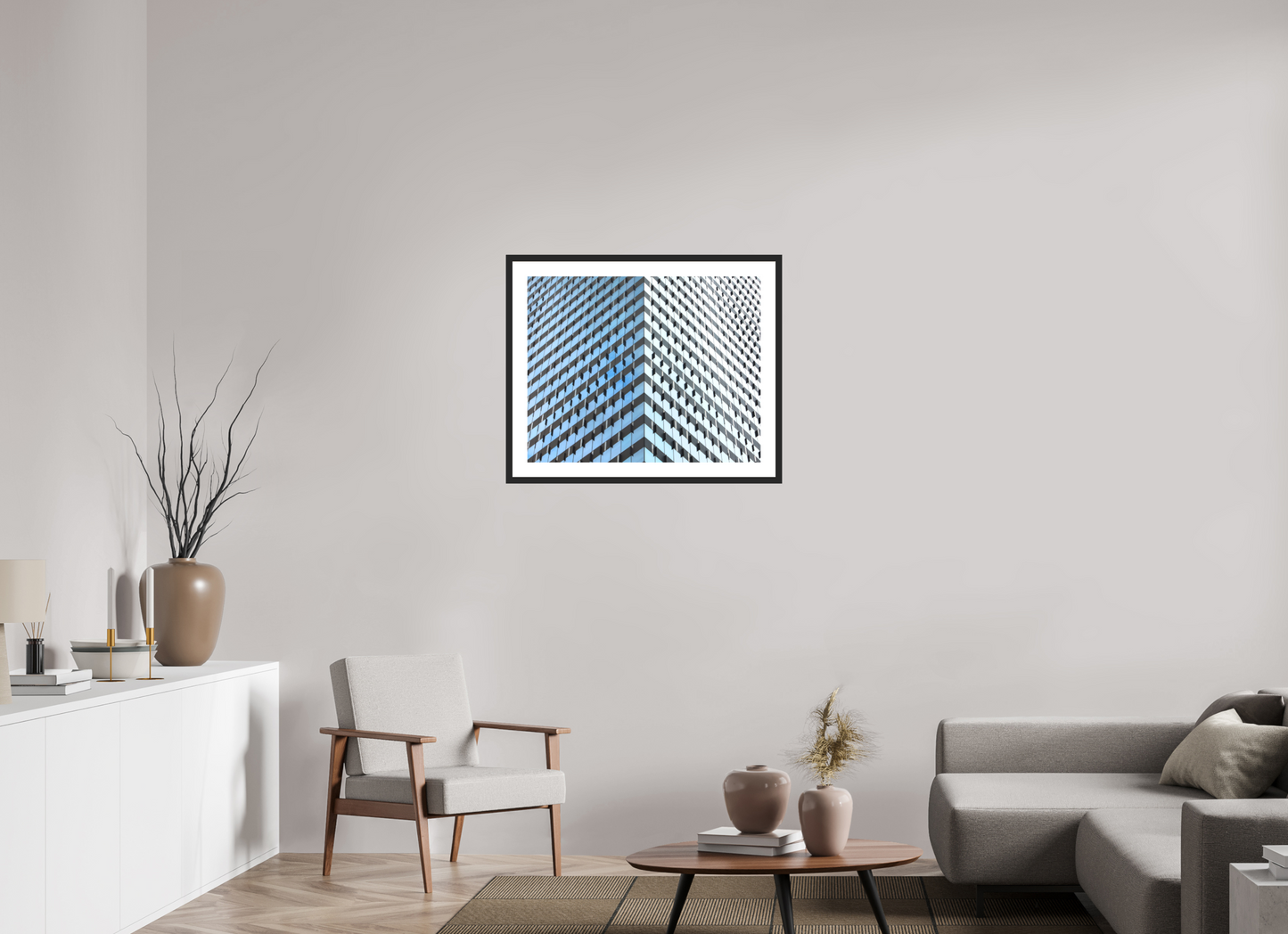30 x 24″, Solid 0.8" Black Wood Frame With 2" Natural White Passe-Partout with Museum Glass Glass Facade