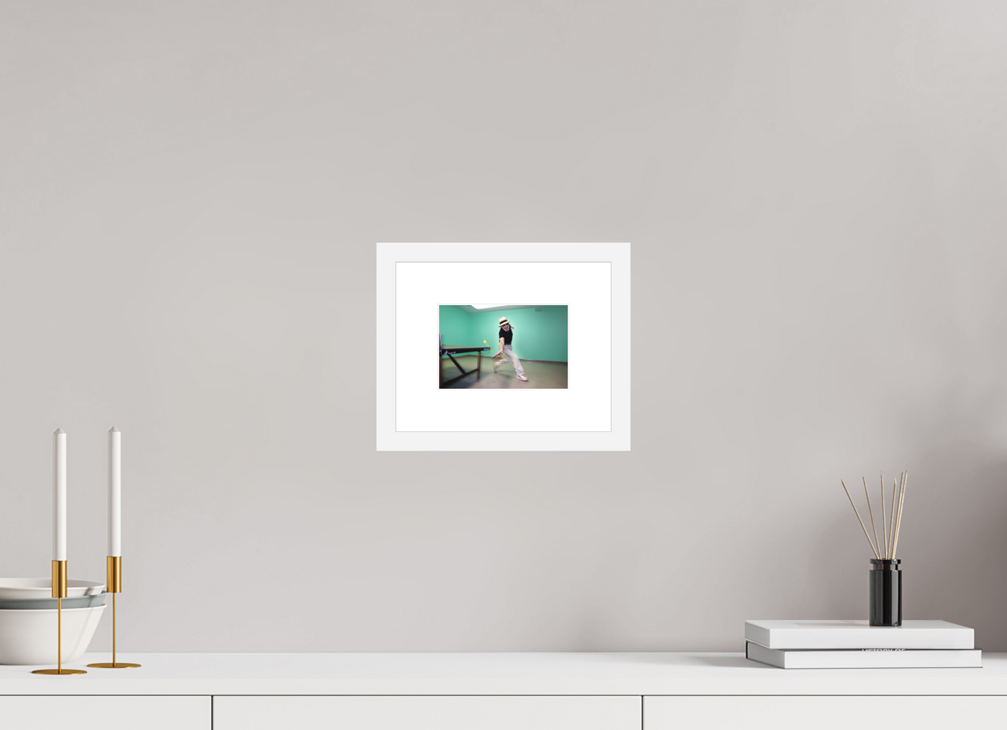 6 x 4″, Solid 0.8" White Wood Frame With 2" Natural White Passe-Partout with Museum Glass Marty (Supreme) Reisman