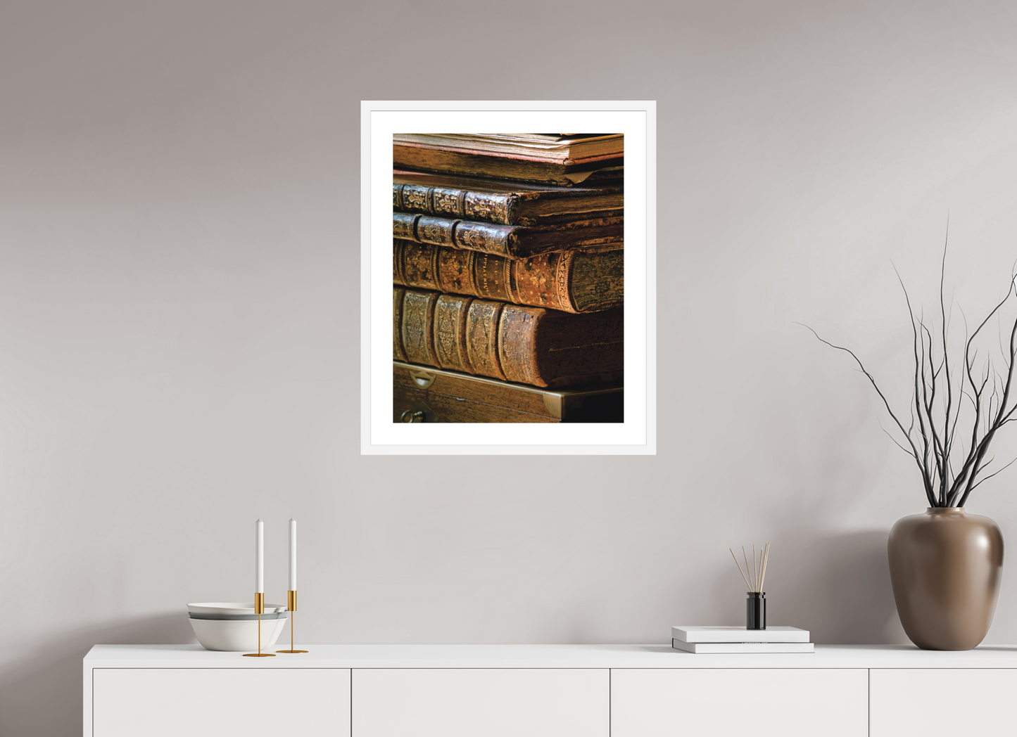 20 x 25″, Solid 0.8" White Wood Frame With 2" Natural White Passe-Partout with Museum Glass Hermés Archive