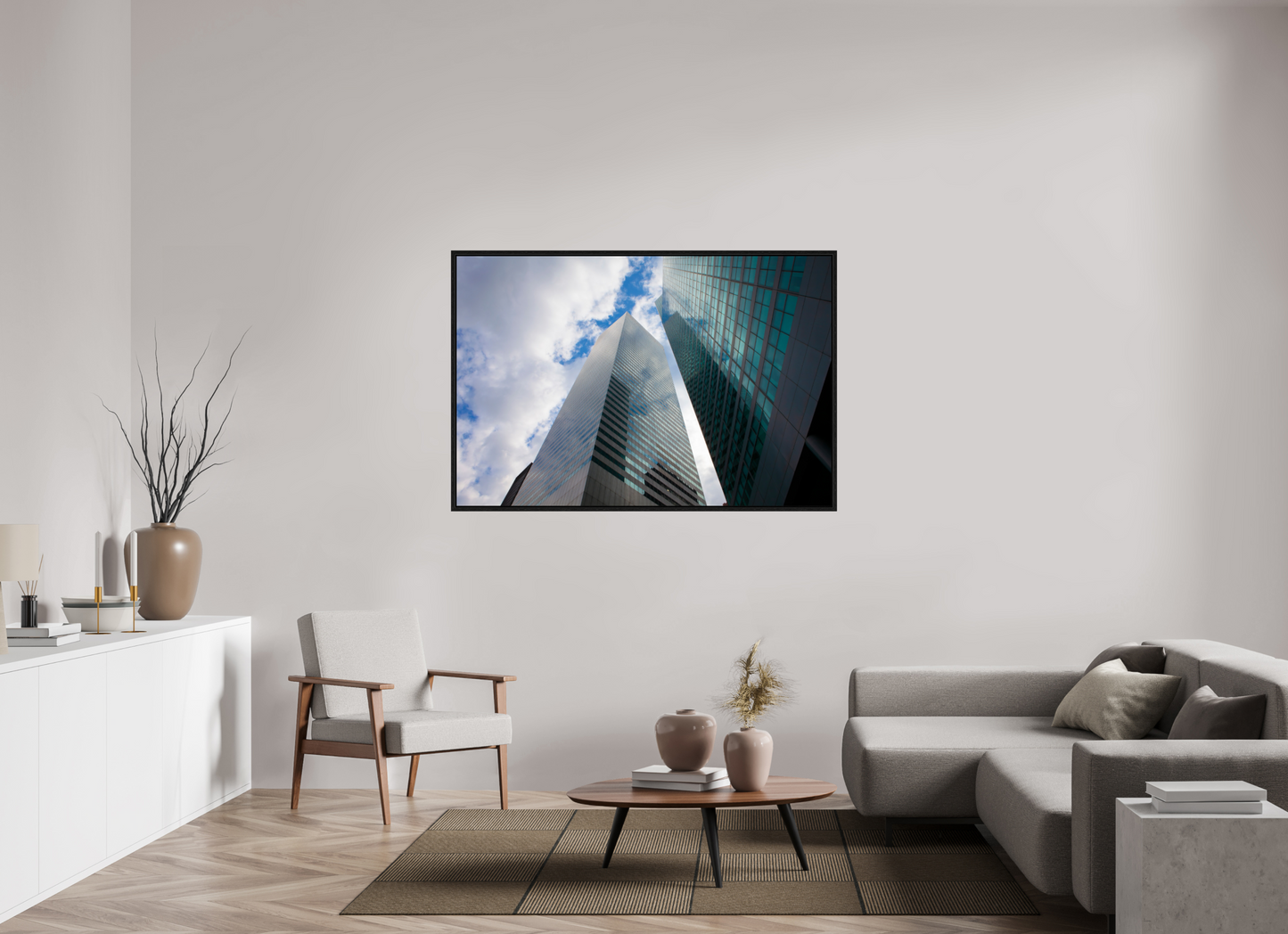 60 x 40″, Floater Frame Manhattan Skyscrappers