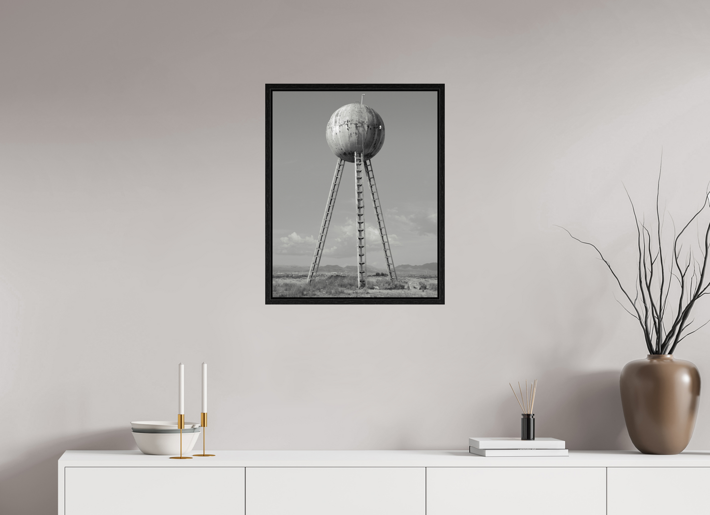20 x 25″, Floater Frame Spherical Water Tower