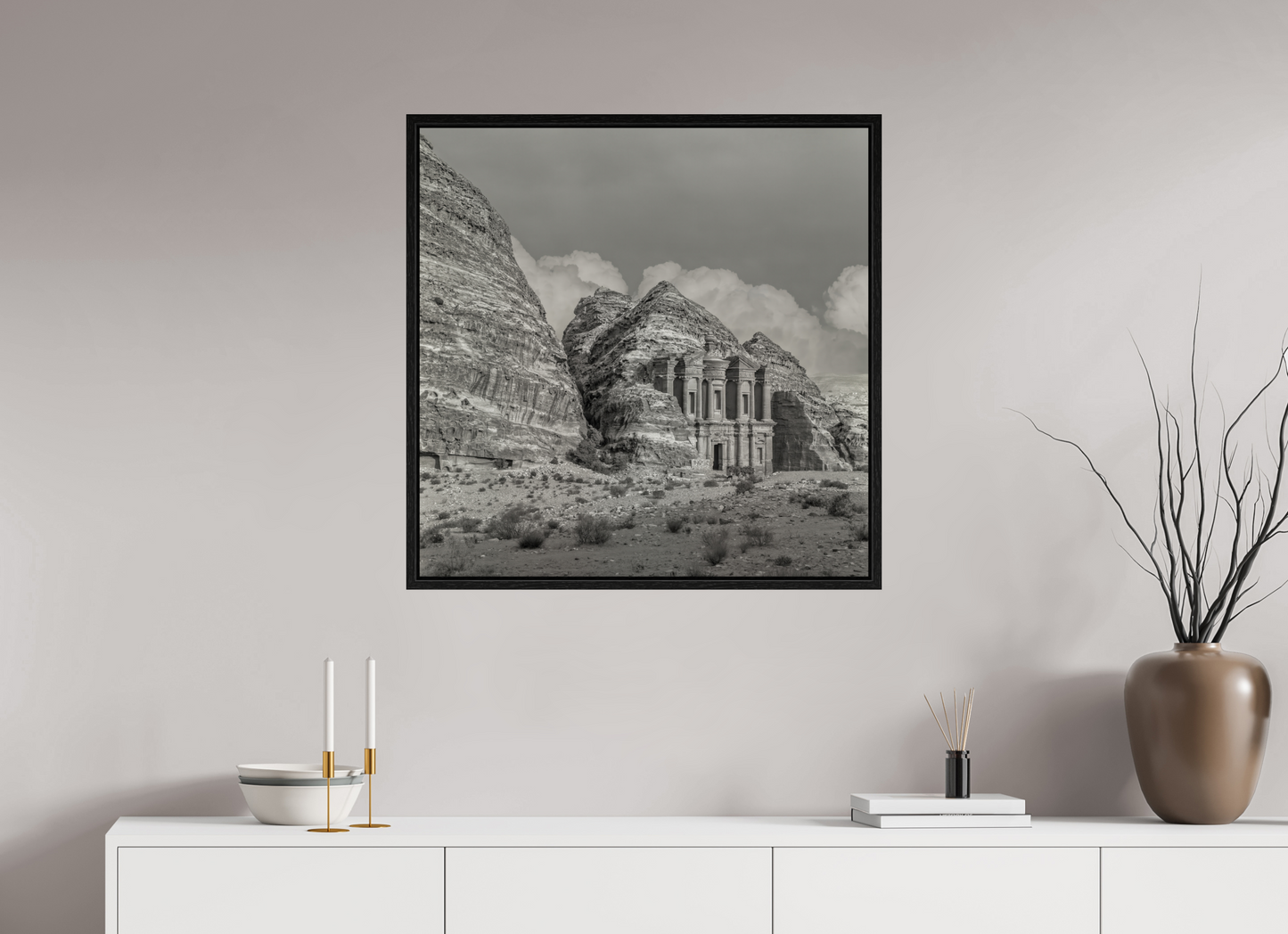 30 x 30″, Floater Frame #220 Monastary in Petra