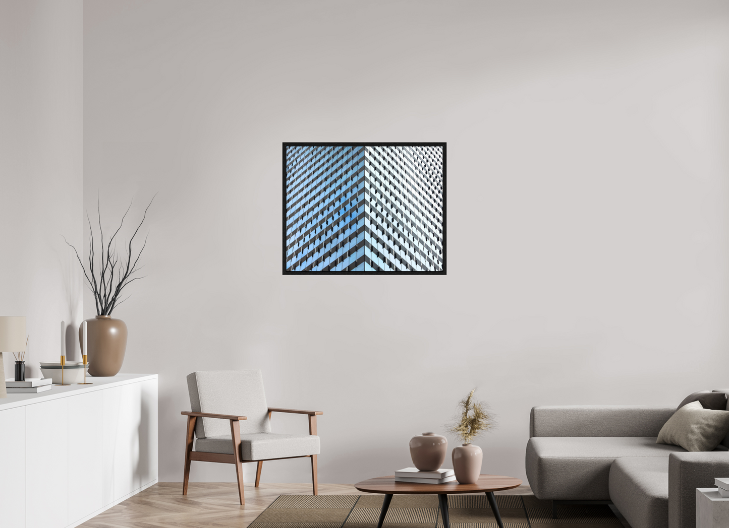 35 x 28″, Floater Frame Glass Facade