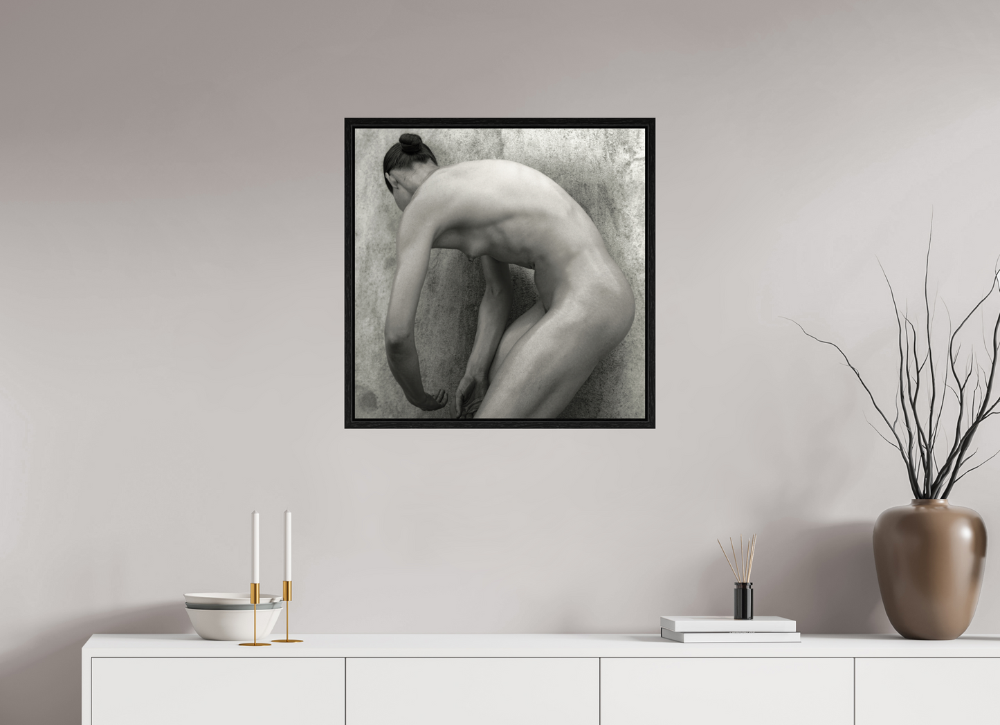 25 x 25″, Floater Frame Nude No.60 - square