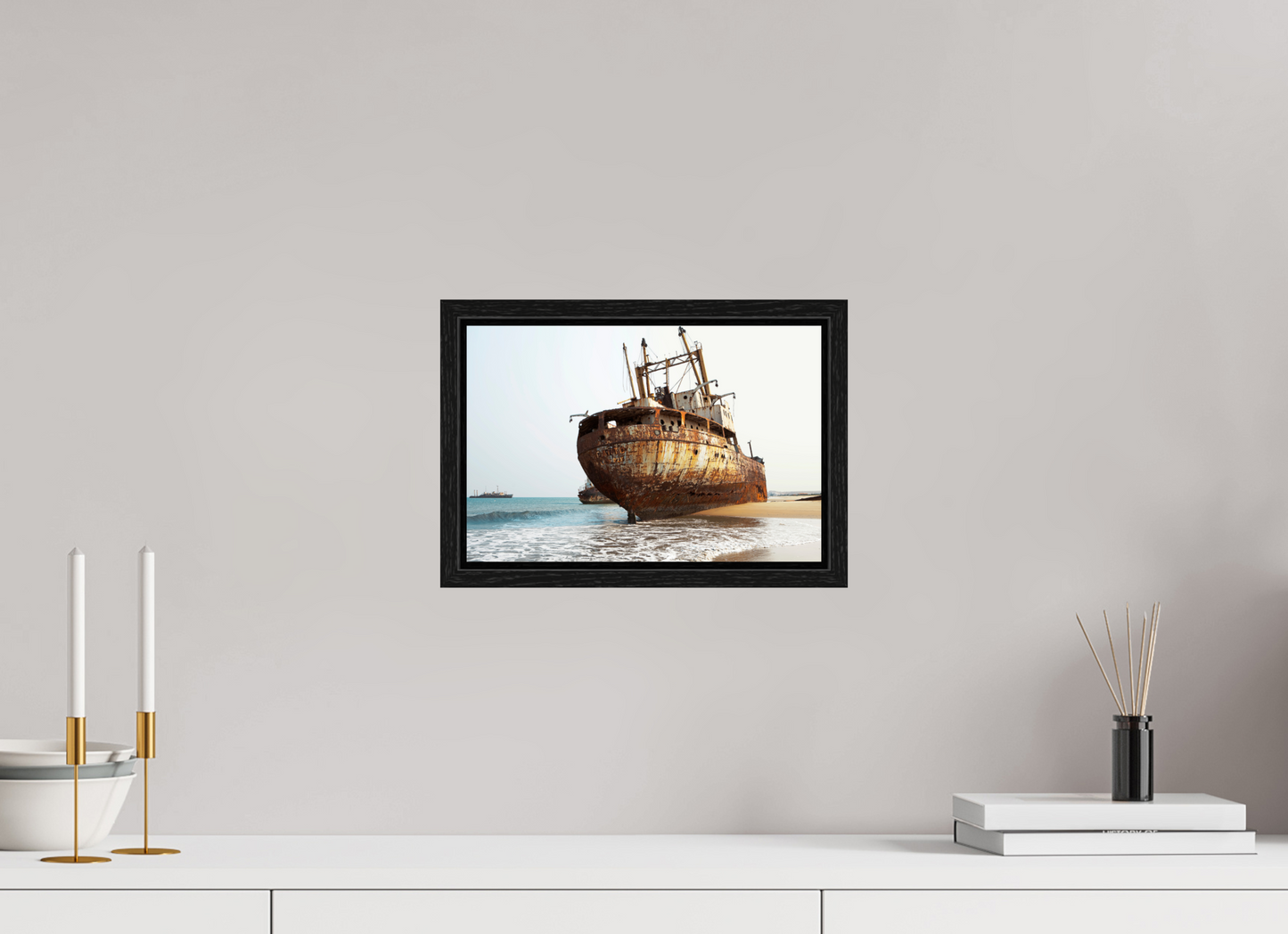 12 x 8″, Floater Frame Grounded Ships Angola