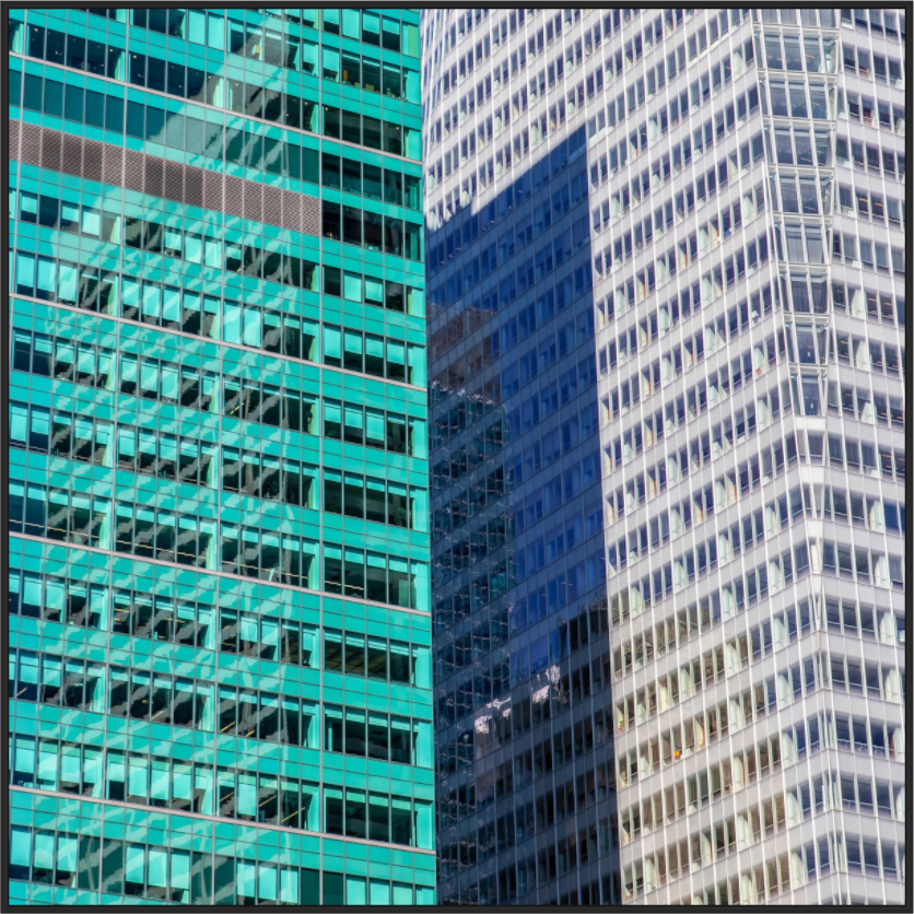 Green and White Office Buildings
