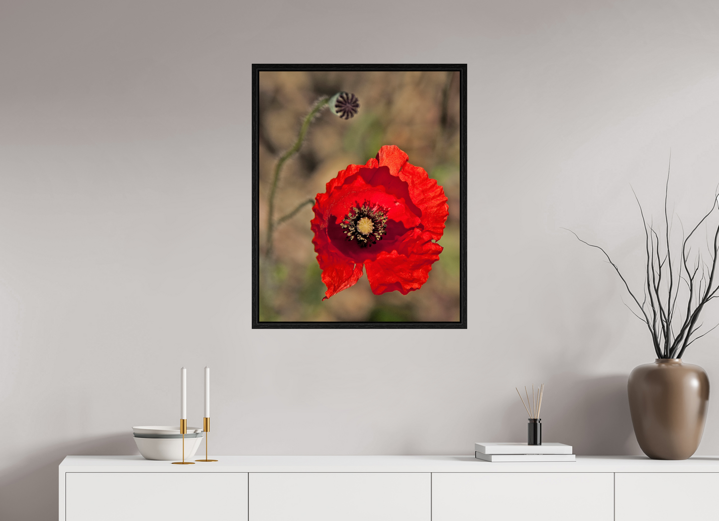 24 x 30″, Floater Frame Poppy