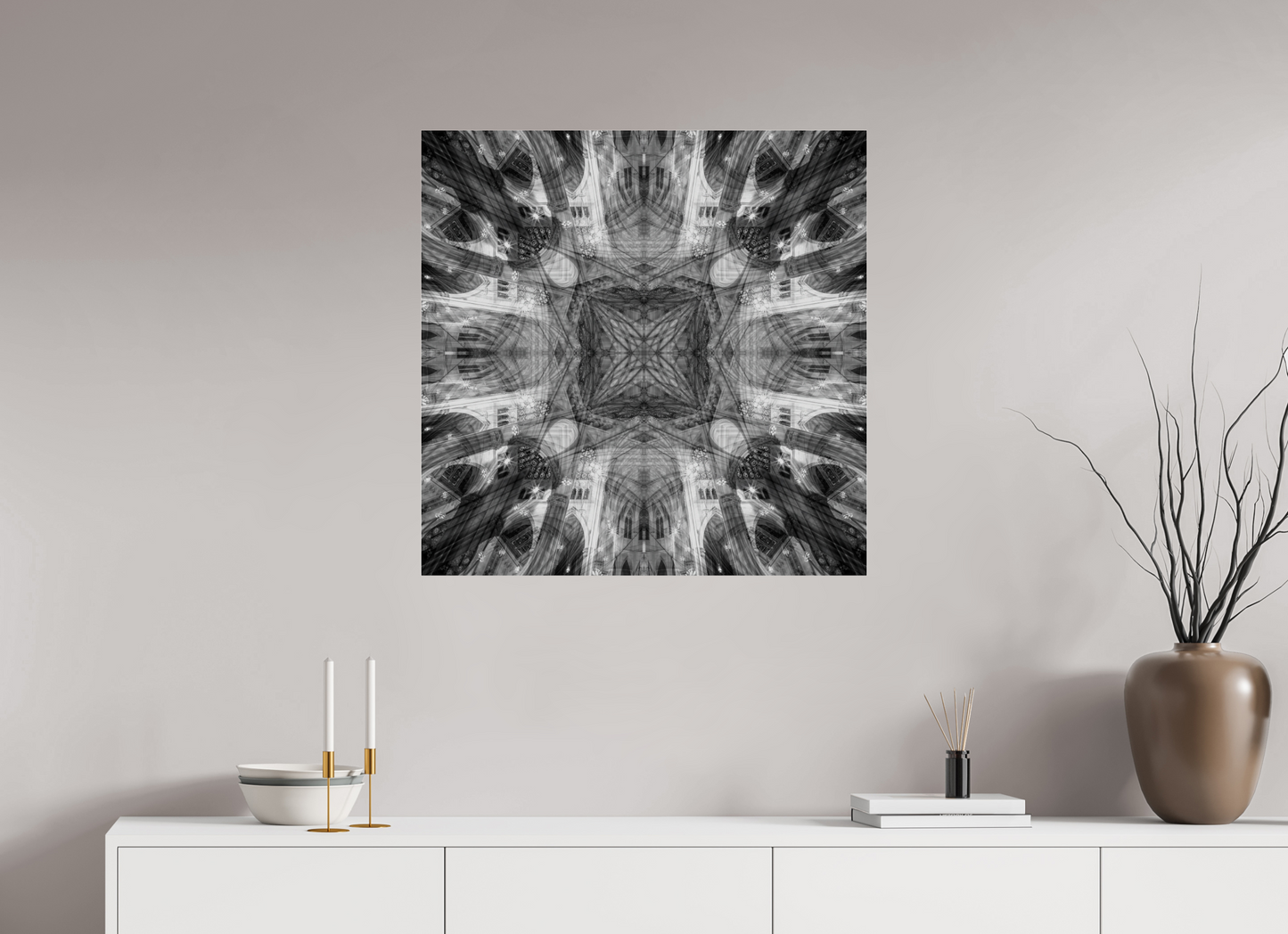 30 x 30″, Frameless Acrylic Glass Architectual Abstraction