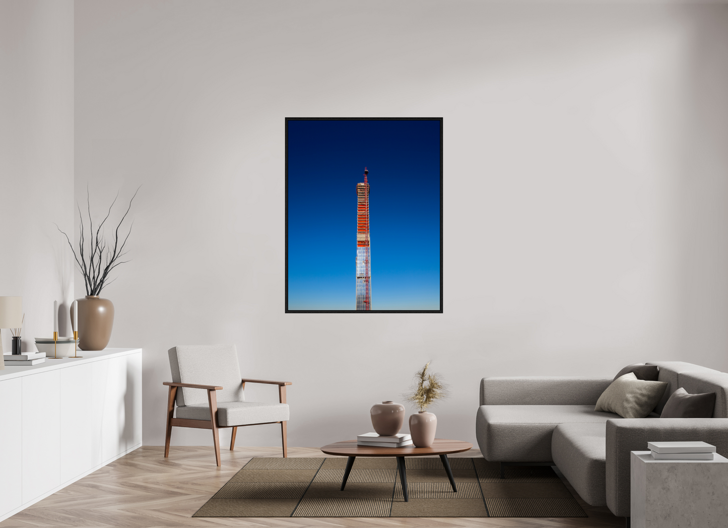 43 x 53.7″, Floater Frame Steinway Tower Under Construction