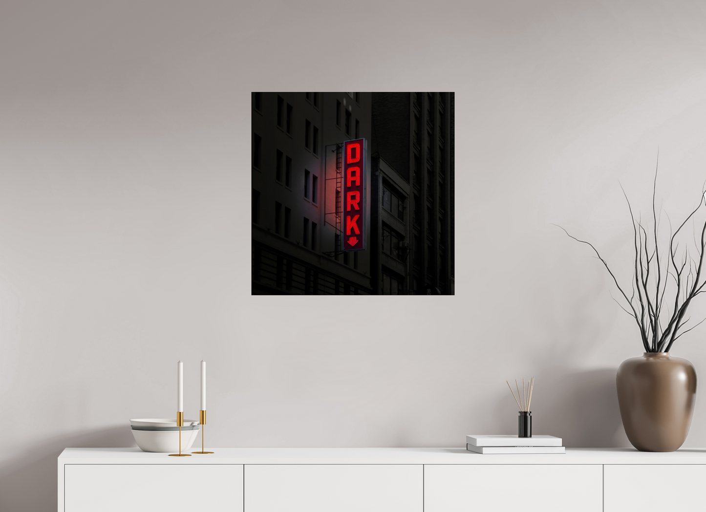 25 x 25″, Frameless Acrylic Glass Dark Neon