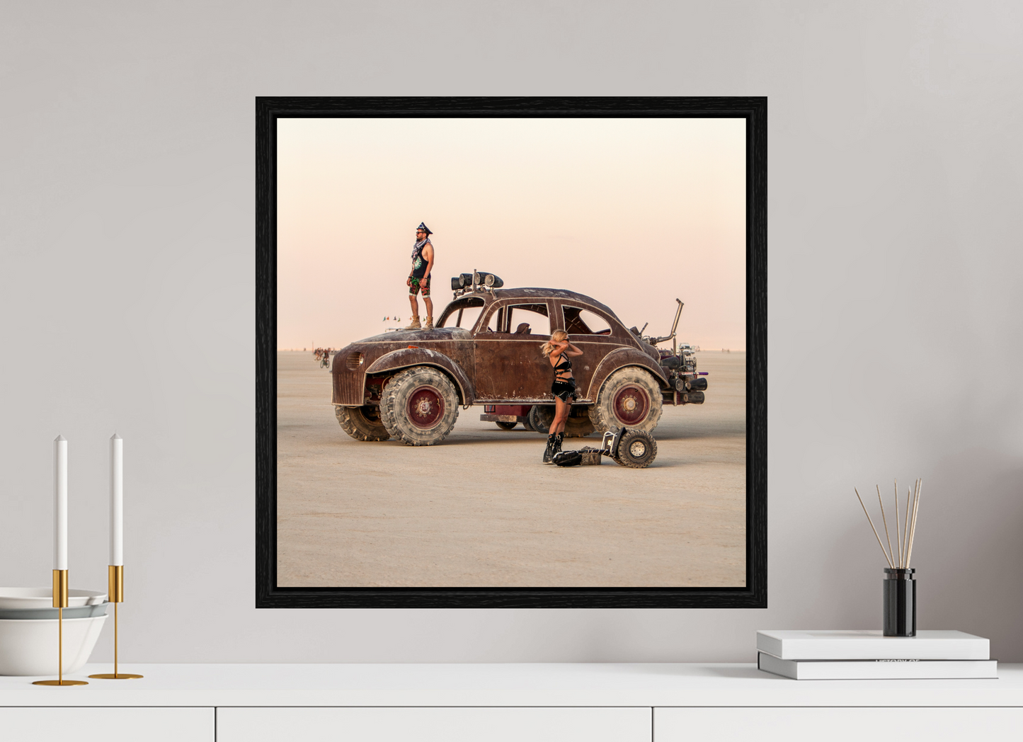 20 x 20″, Floater Frame Burning Man - Art Car Large VW