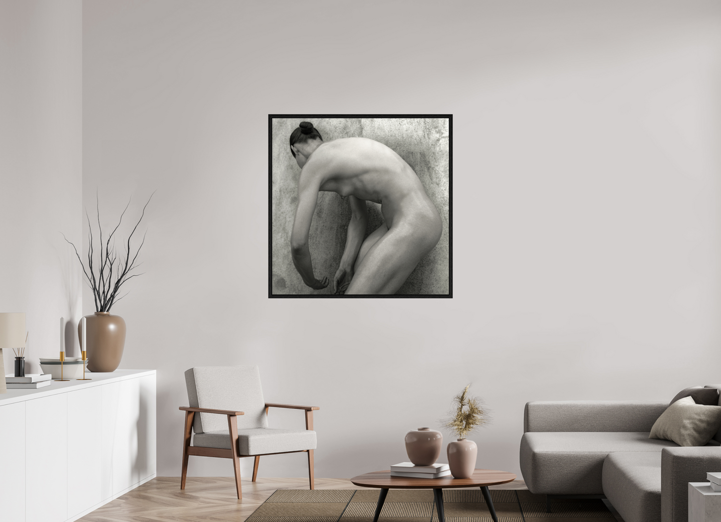 40 x 40″, Floater Frame Nude No.60 - square