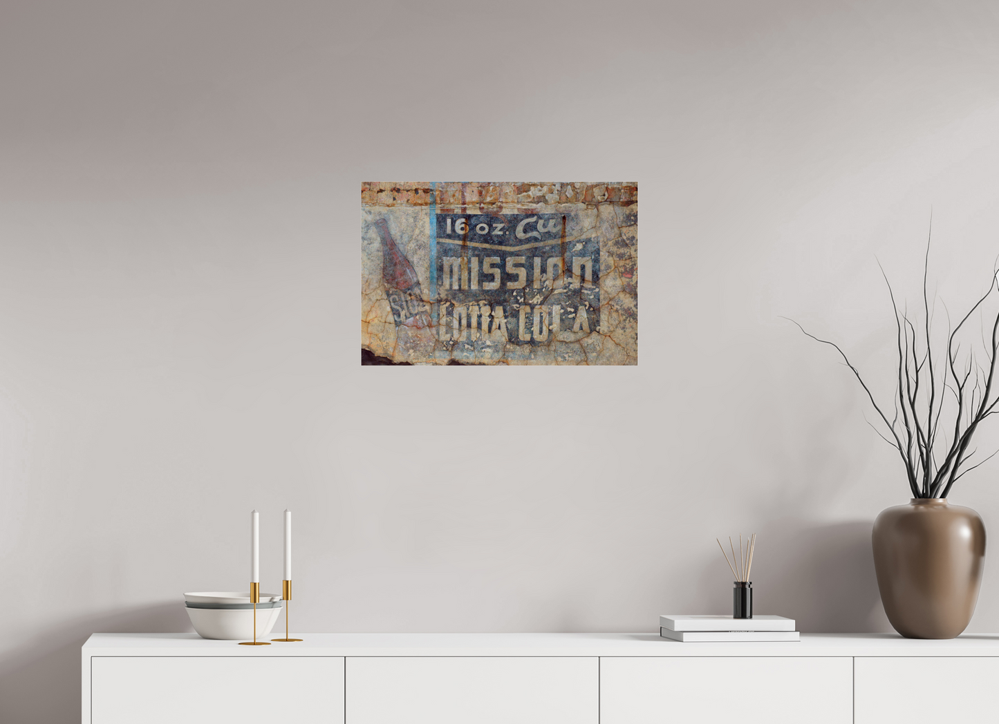 24 x 16″, Frameless Acrylic Glass Mission Lotta Cola Faded Wall