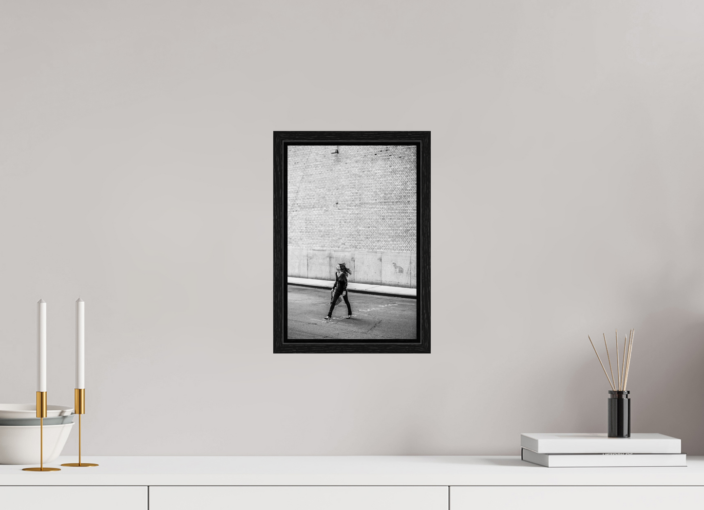 8 x 12″, Floater Frame Woman Walking Across the Street