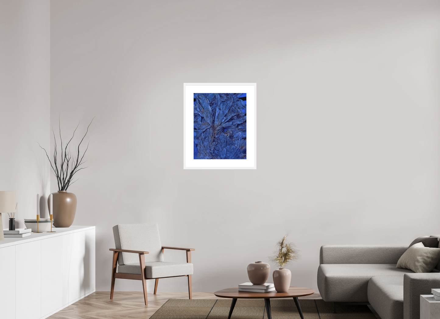 20 x 25″, Solid 0.8" White Wood Frame With 3" Natural White Passe-Partout with Museum Glass Plastic Bags