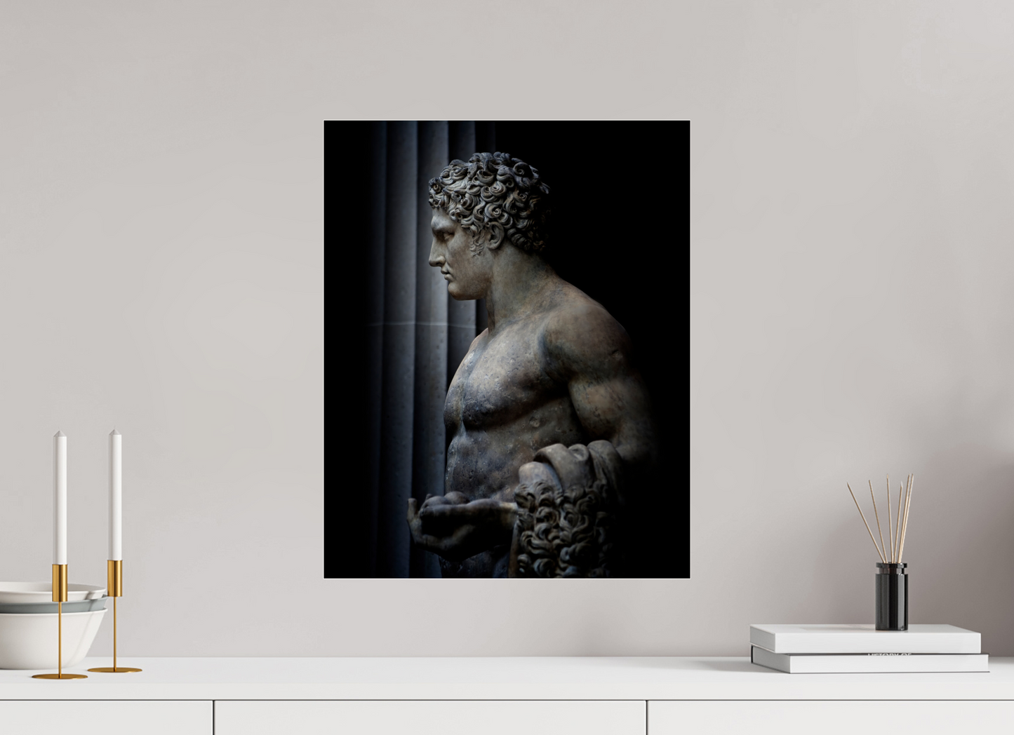 16 x 20″, Frameless Acrylic Glass Hercules Statue