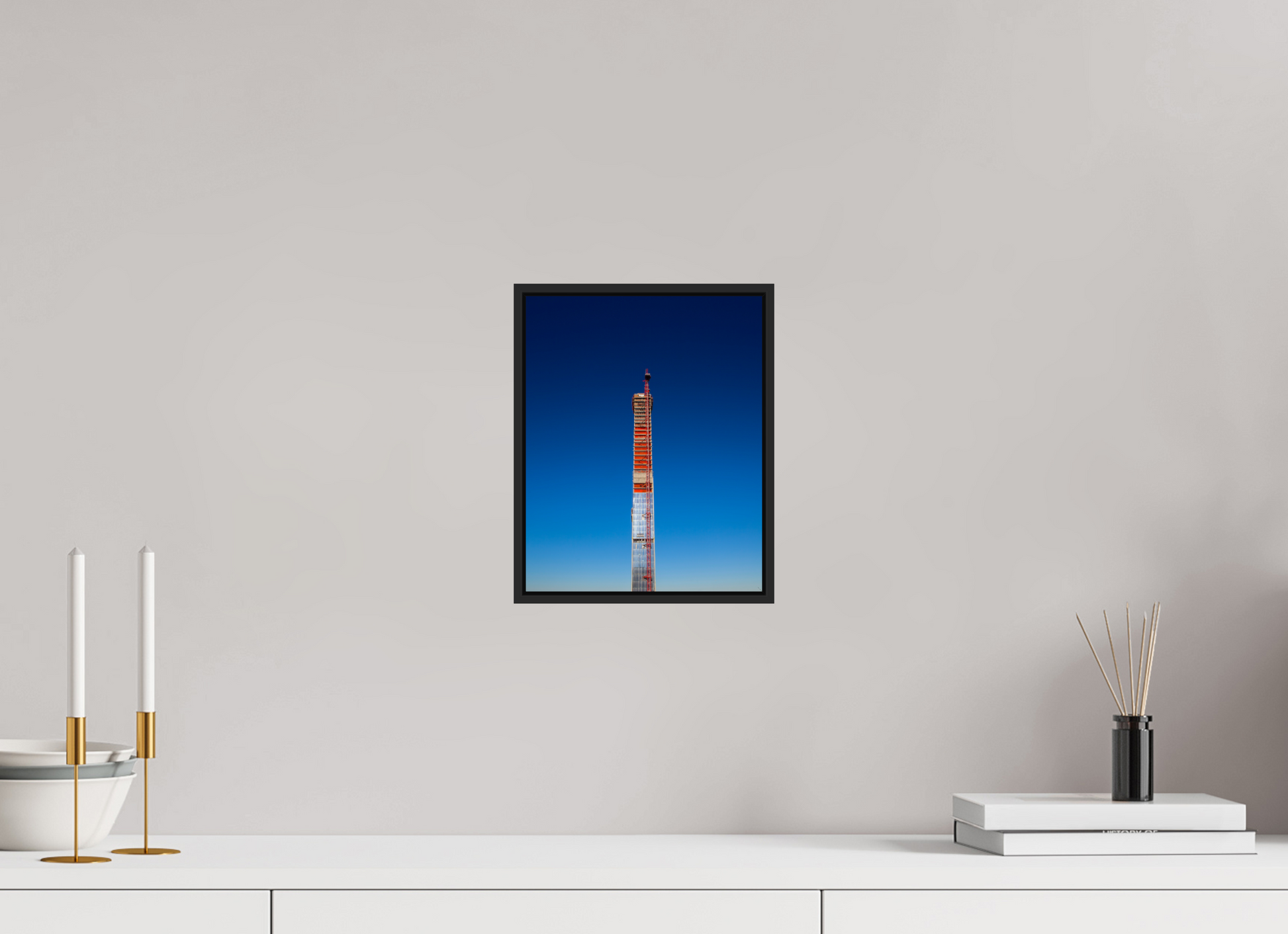 8 x 10″, Black Matte Frame, No Border Steinway Tower Under Construction