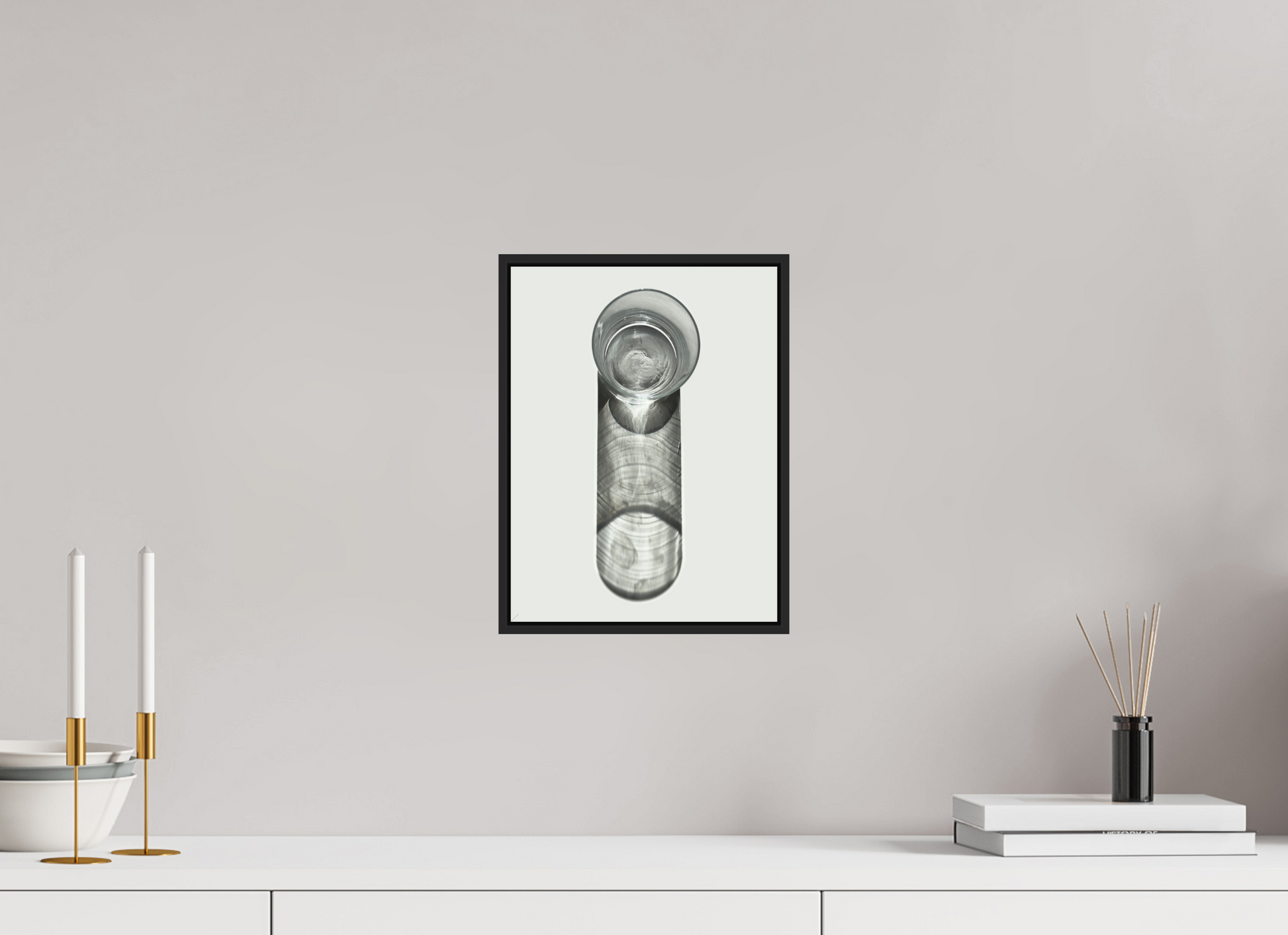 9 x 12″, Black Matte Frame, No Border Water Glass with Shadow