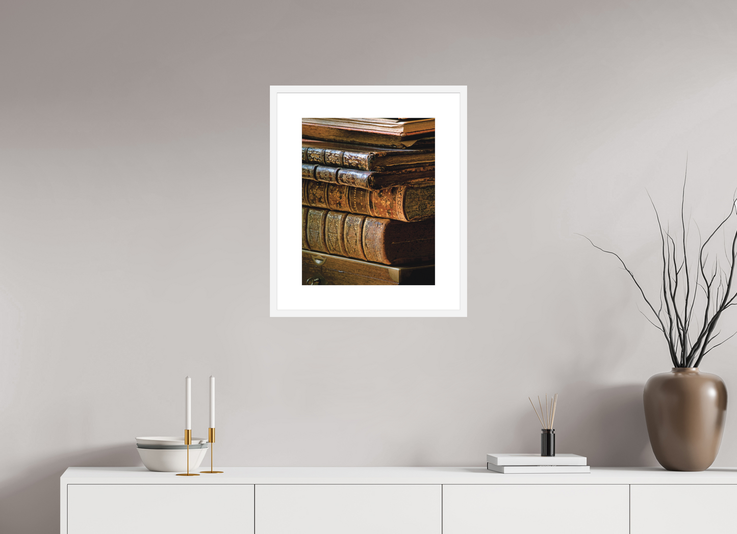 16 x 20″, Solid 0.8" White Wood Frame With 3" Natural White Passe-Partout with Museum Glass Hermés Archive