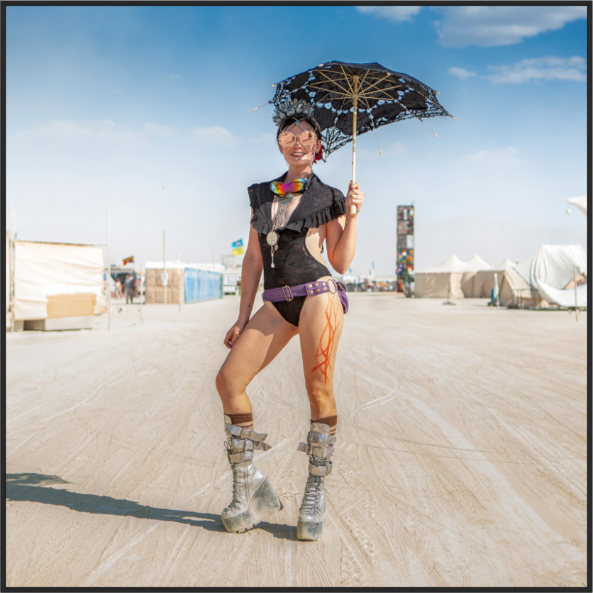 Main image Burning Man - Attendee with Parasol