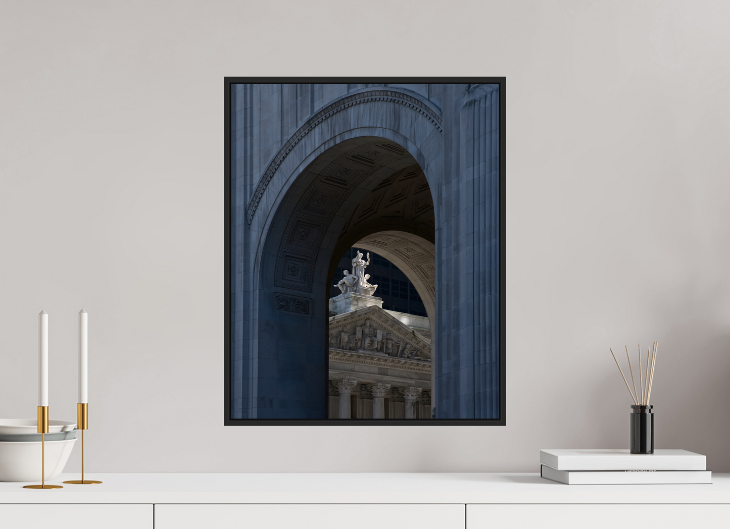 16 x 20″, Black Matte Frame, No Border Arches with Sculptures