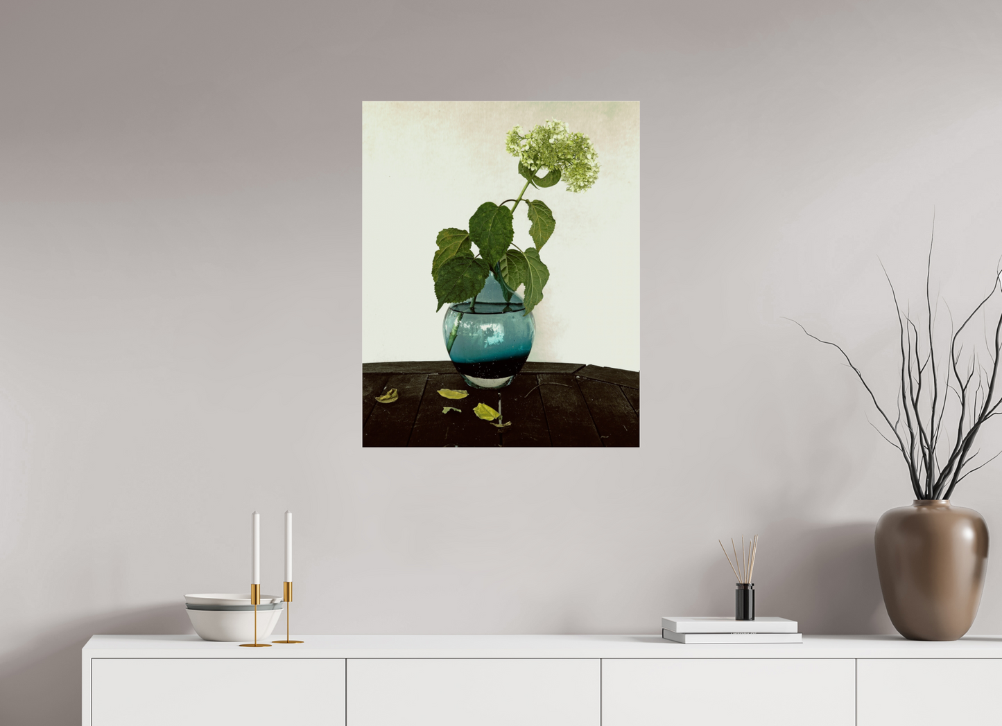 24 x 30″, Frameless Acrylic Glass Flower in Vase on Table