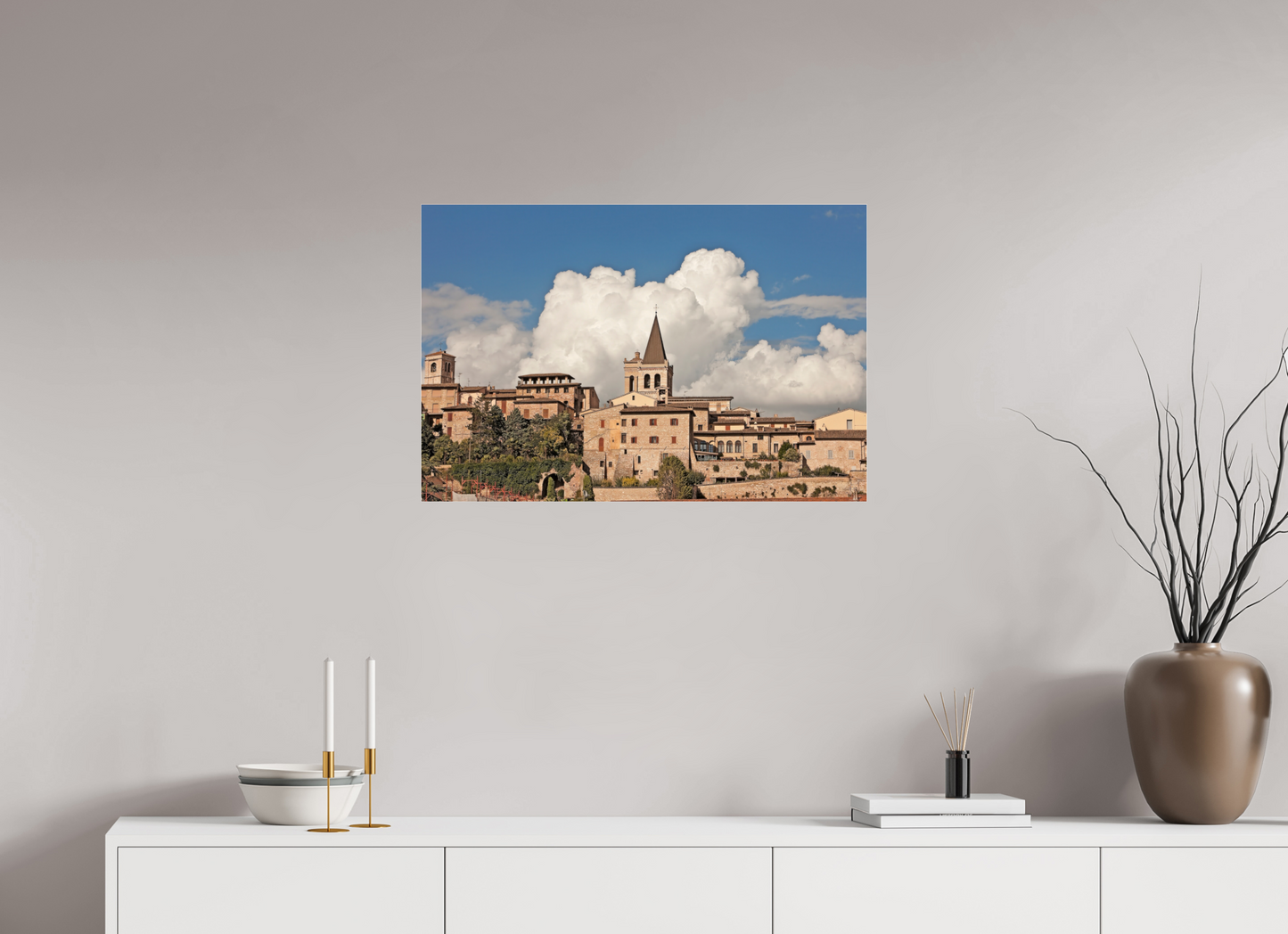 30 x 20″, Frameless Acrylic Glass Town of Spello Umbria
