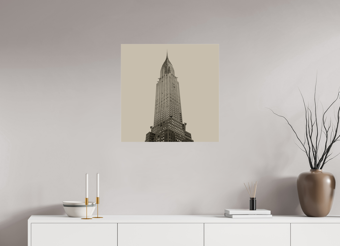 25 x 25″, Frameless Acrylic Glass Chrysler Building, NY